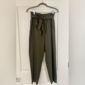 Abercrombie Olive Green Pants with Tie Waist